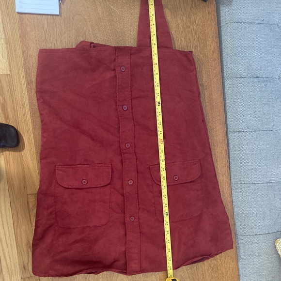 Handmade Brick Red Suede Button-Down Sleeveless Mini Dress Approx Size Small - Picture 11 of 12